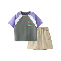 Cool small parasol] Qi Qi Xiong boys summer suit children 2024 new baby short-sleeved T-shirt cartoon trend
