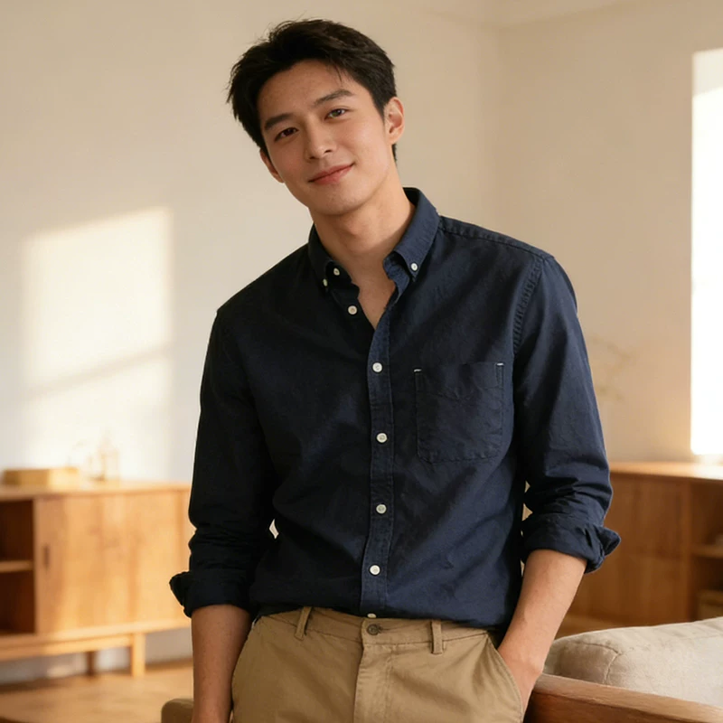 格慕施 Cotton men's shirt, plus size