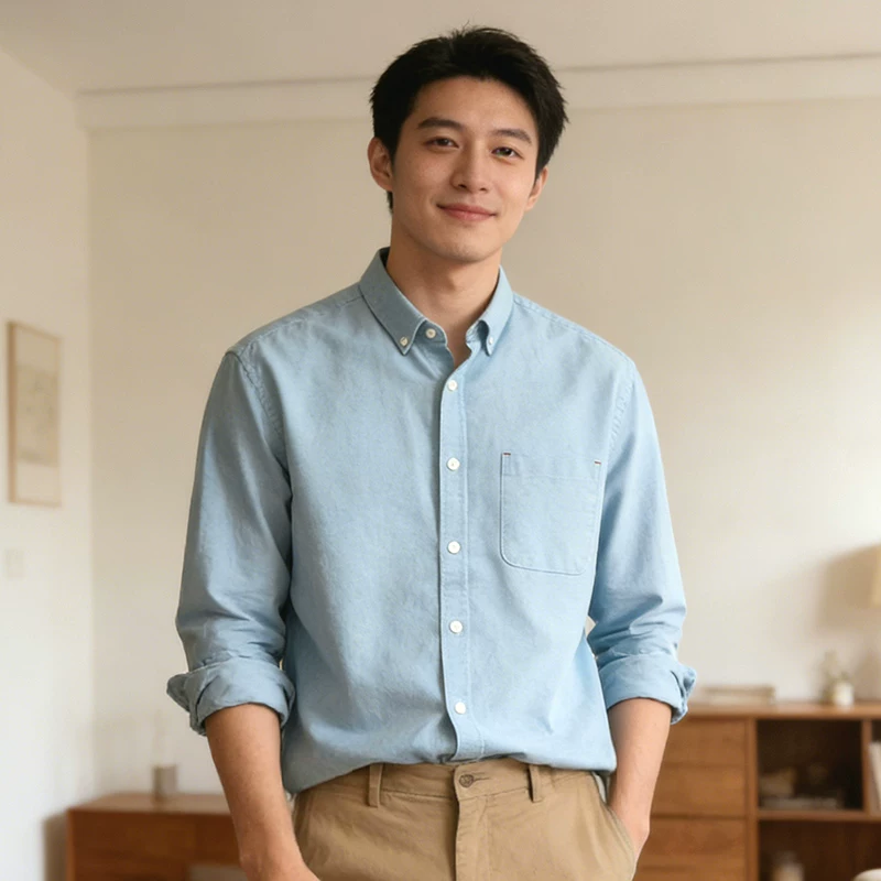 格慕施 Cotton men's shirt, plus size