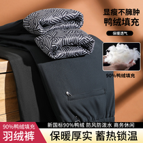 Pierre Cardin 2023 new mens down pants elastic waist warm pants outer wear windproof waterproof straight casual pants