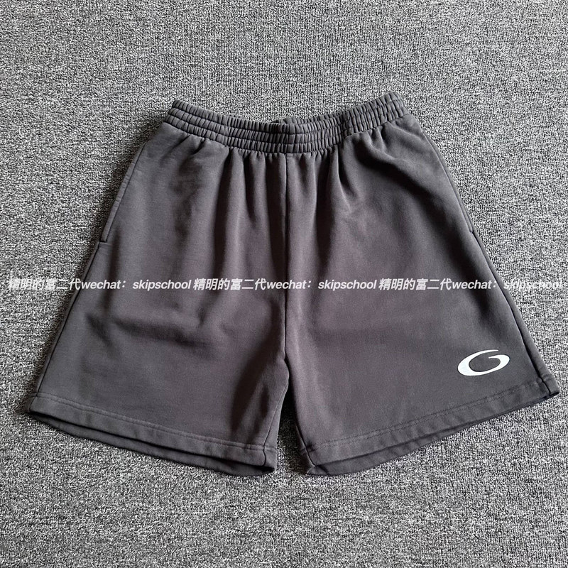 Embroidered Ceiling Pattern】25Ss Loop Sport Icon Circular Embroidered Shorts, Unisex Style