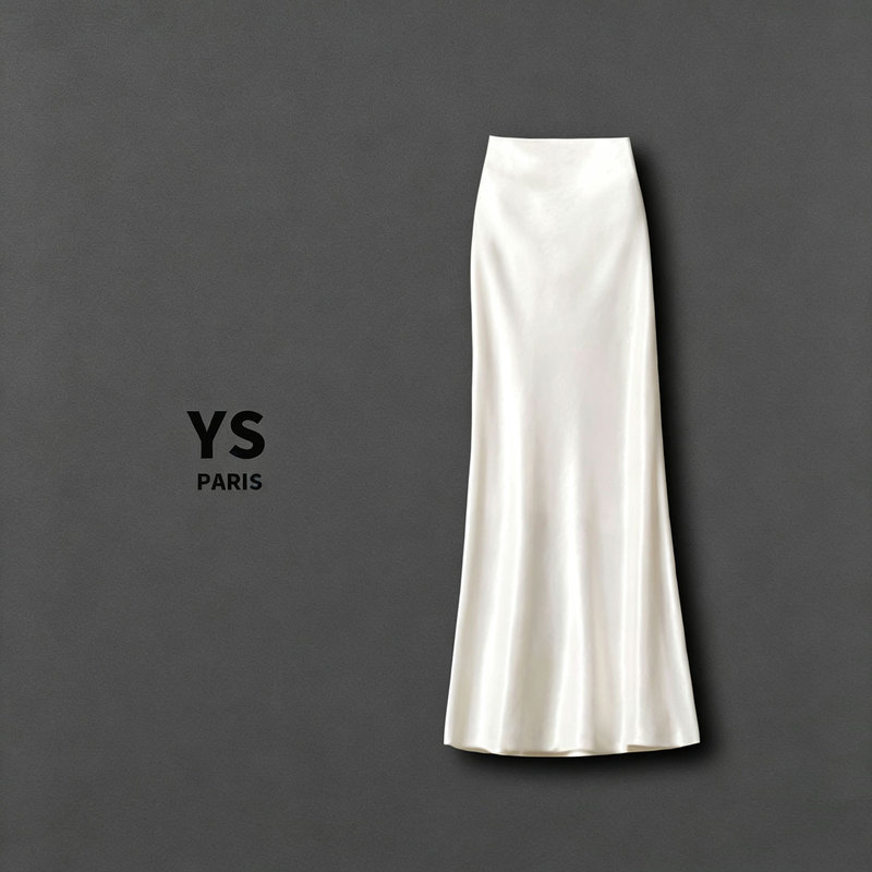 Summer French Acetate Satin Fishtail Skirt for Women, New High-Waisted Slimming Elegant Long Skirt That Hugs the Hips and Is Form-Fitting