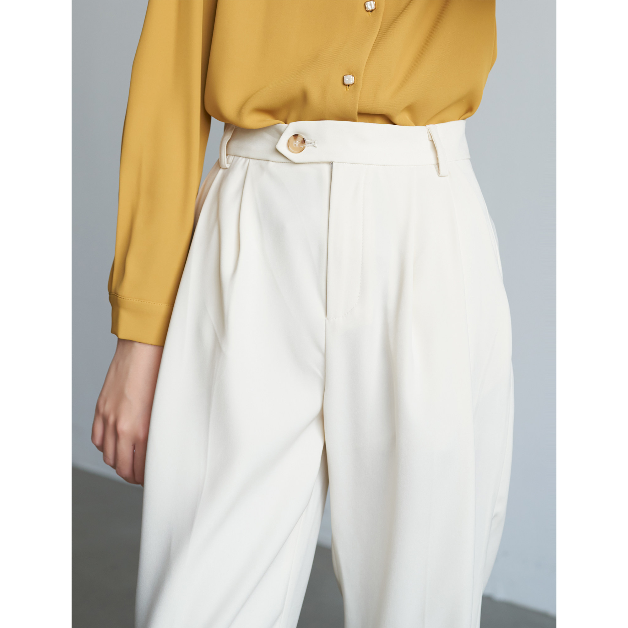 S AUUMN milk white commuter display slim high waist 90% smoke pipe pants Career straight cylinder coveted suit long pants spring