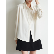 S AUUMN milk white soft cotton coveted boyfriend wind loose shirt woman commute 100 hitch casual lining spring