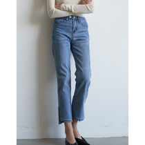 S AUTUMN light blue high waist display slim straight drum cotton jeans commute 90% irregular 90% pants fall