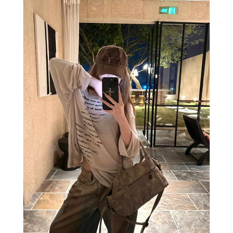 Anhuo Fire Korean Style Lazy Off-Shoulder Long-Sleeve T-Shirt for Women, New Summer Loose Sun-Protective Cover-Up Top Anhuo Fire Korean Style Lazy Off-Shoulder Long-Sleeve T-Shirt for Women, New Summer Loose Sun-Protective Cover-Up Top
