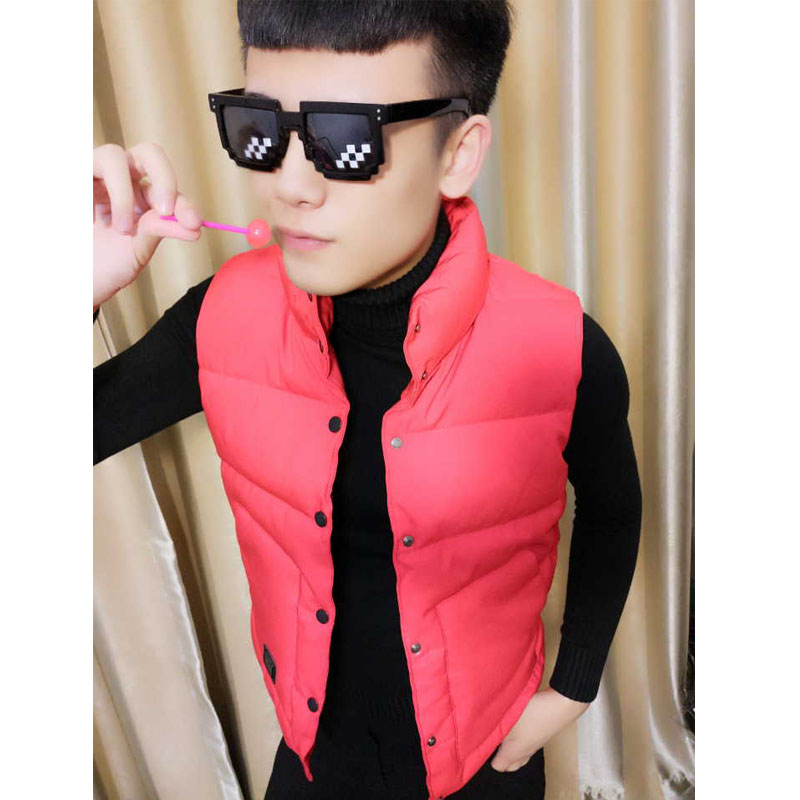 Nhanh tay người đàn ông da đỏ với cùng một đoạn của nam giới cổ áo bông coat vest Slim không tay áo khoác xã hội guy vest vest nam cotton áo thể thao nam