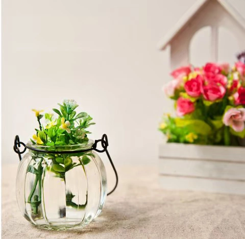 Bí ngô thủy tinh nhỏ treo chai thủy tinh đựng thủy tinh chèn bình thủy canh treo chai lọ hoa chậu - Vase / Bồn hoa & Kệ lọ cắm hoa