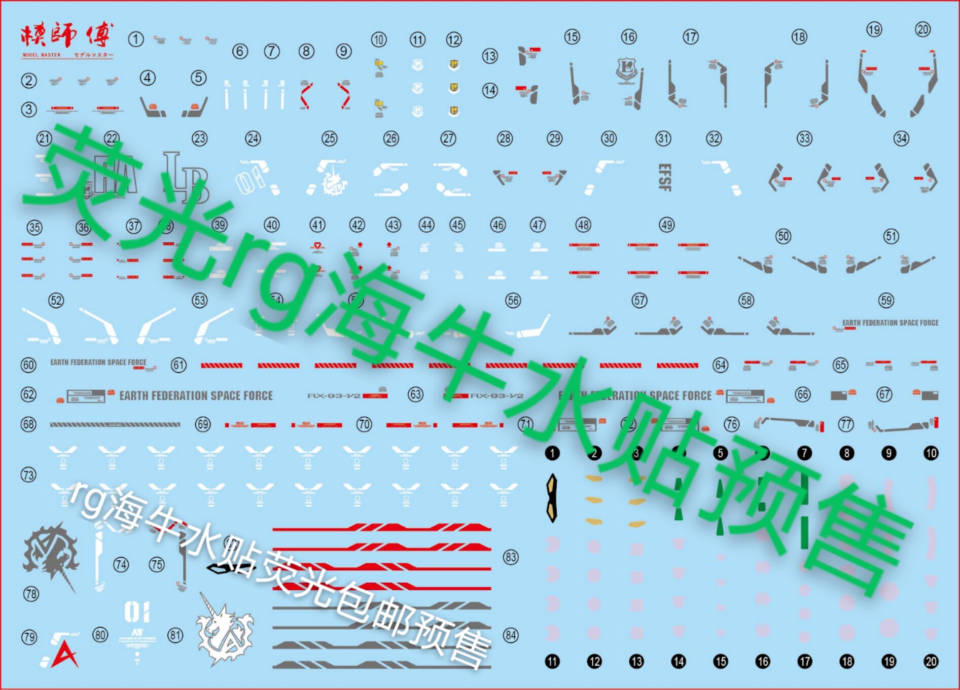 Model master rg manatee water sticker fluorescent water sticker high quality model 1 to 144