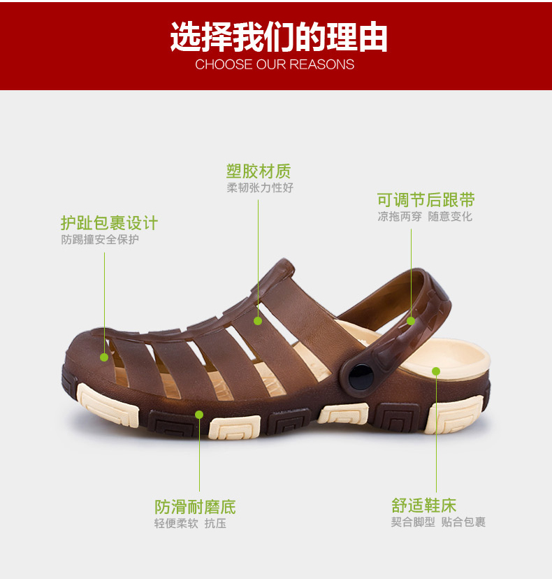 Mùa hè Bao Đầu của nam giới dép nam casual lỗ giày thoáng khí non-slip phòng tắm dép giày bãi biển kích thước lớn dép nam dép quai ngang adidas