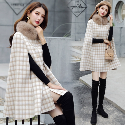 Плащ, шерстяное пальто, длинная осенняя куртка, накидка, средней длины, коллекция 2021, подходит для подростков