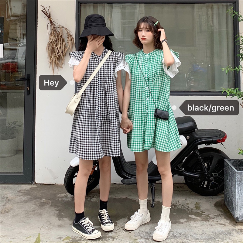 VK旗艦店 韓國風甜美寬鬆氣質娃娃裙短袖洋裝