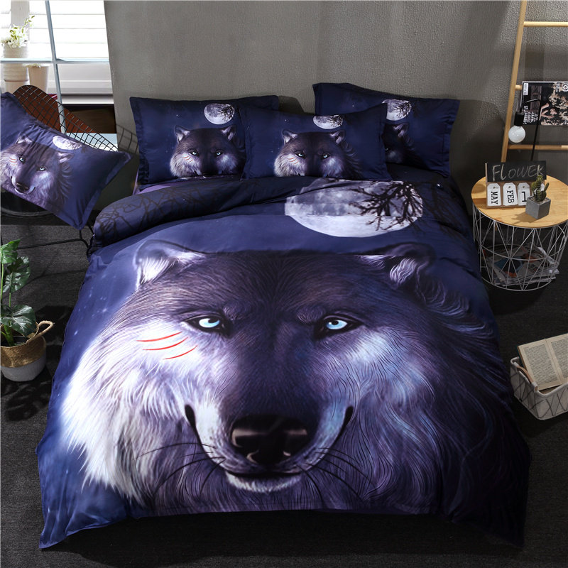 3D digital printing bedding double four-piece bed single three-piece dormitory personality three-dimensional animal quilt cover