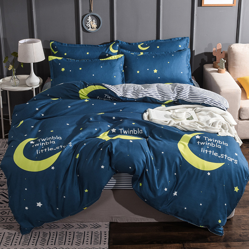 Simple bedding four-piece set double bed single quilt cover student dormitory 0 9m bunk bedroom three-piece set