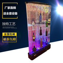 Creative fish tank aquarium acrylic wine cabinet curtain wall running water wall remote control LED bubble viewing screen
