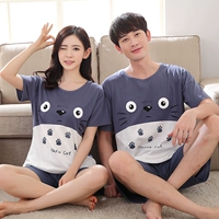 Đồ ngủ mùa hè mới đan cotton nam và đồ ngủ nữ ngắn tay cotton đôi đồ ngủ giản dị phù hợp với dịch vụ nhà đồ pijama nữ