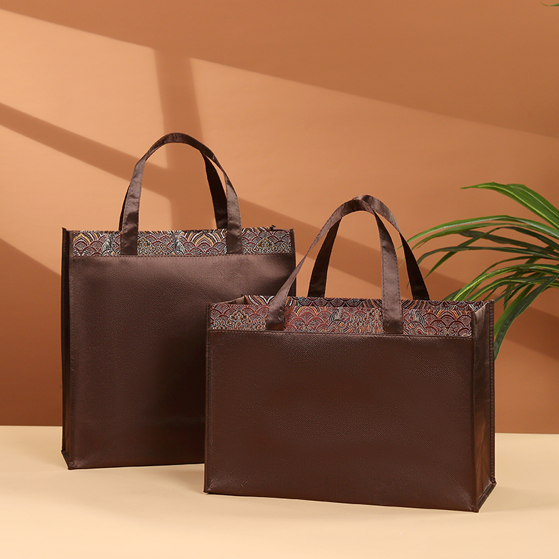 High-End Silk Cloth Bag, Brown Handbag, Tea Bag, Loose Tea, Tea Cake, Pu'Er Tea Gift Bag, Packaging Gift Bag
