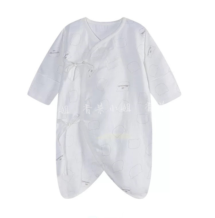 Mu Mu Le sơ sinh bé bông gạc slung ren bướm bé bé nhà sư dài tay áo jumpsuit đồ ngủ bé trai