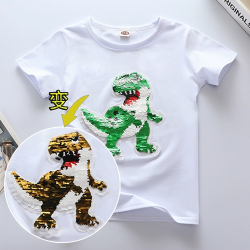 Футболка с коротким рукавом для мальчиков, хлопковые блестки для ногтей, детская летняя одежда, новая коллекция