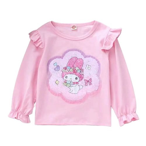 Весенние приятные телу хлопковые блестки для ногтей, детский лонгслив, футболка, рукава фонарики