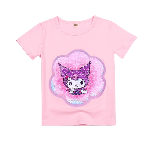 Футболка с коротким рукавом, детские мультяшные блестки для ногтей