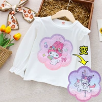 Белая длинная футболка Kuromi (с пышными рукавами)