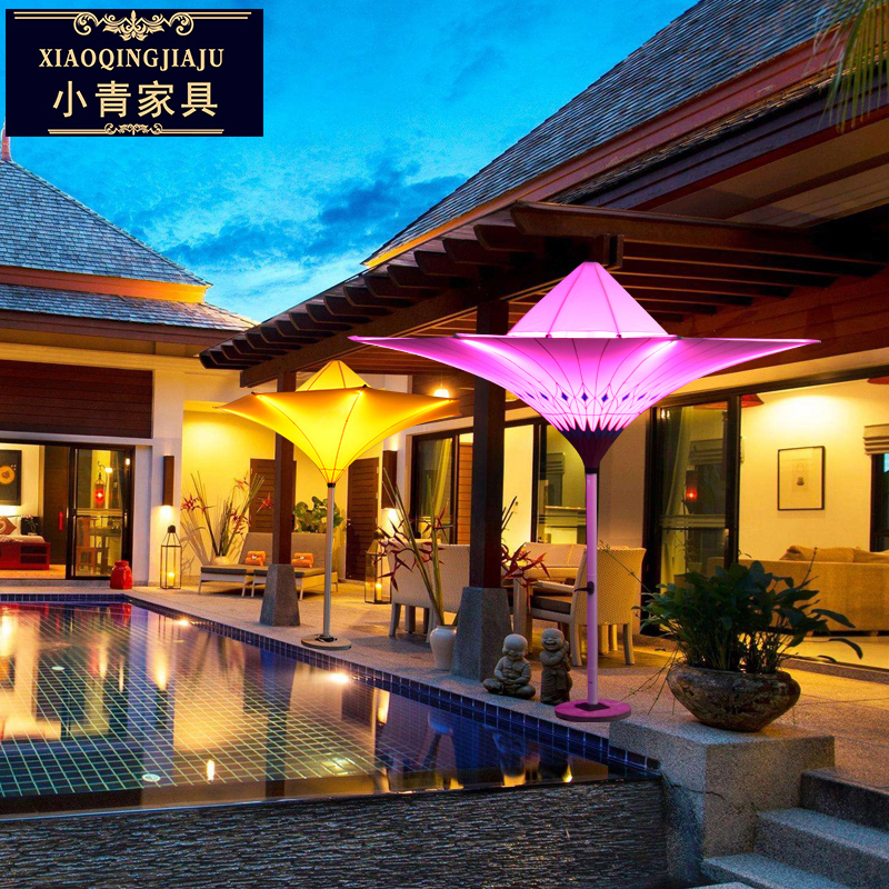 Luminous outdoor sunshade luxury beach umbrella stall design creative bar commercial street outdoor roadside decorative umbrella