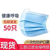 Disposable three-layer melt-blown protective mask dust-proof breathable waterproof mask anti-fog and haze anti-fog adult mask