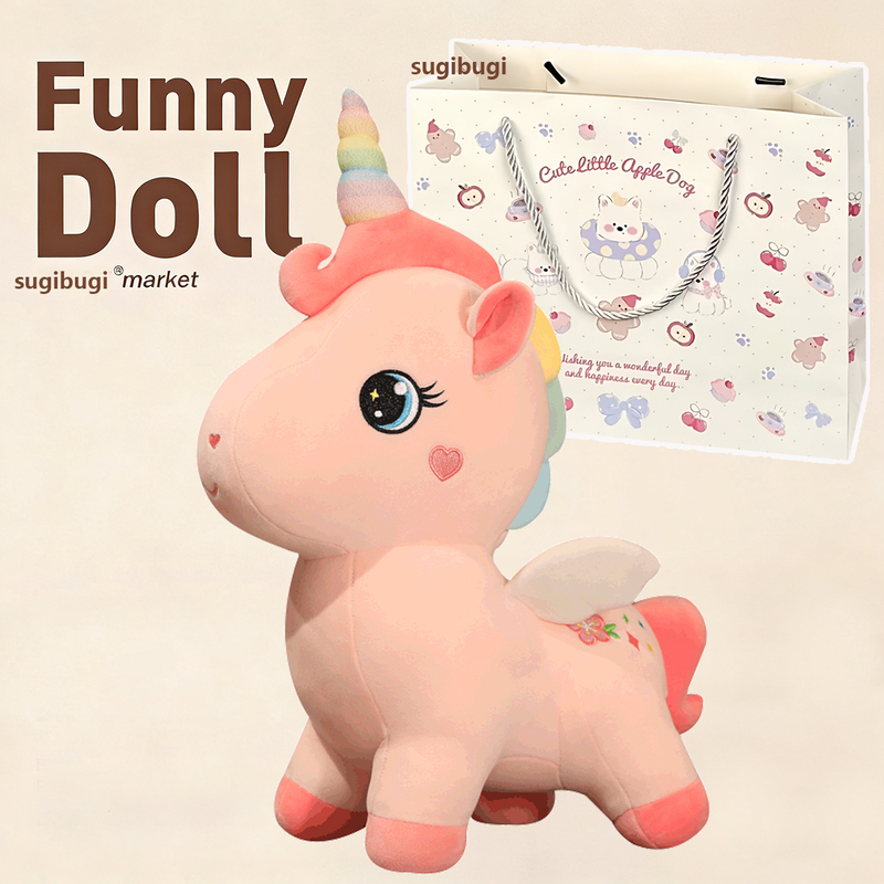 Internet-Famous Super Soft Unicorn Plush Toy Girl's Bed Pillow Children's Doll Rainbow Pony