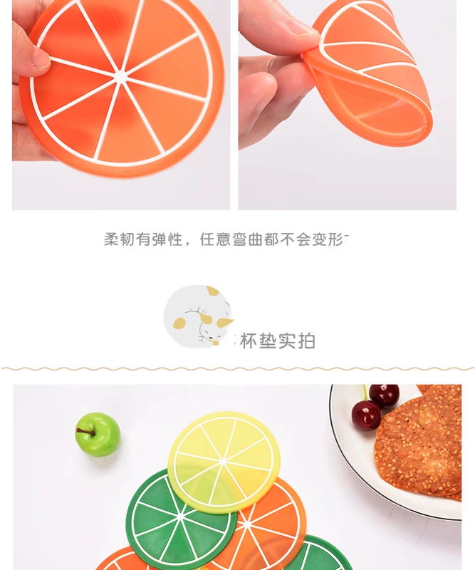 Chống thấm và cách nhiệt chống trượt coaster hấp thụ bàn mat tròn silicone Bắc Âu sáng tạo đơn giản trái cây gia đình cốc mat