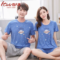 Ý Dalai mùa hè dễ thương phim hoạt hình in ngắn tay quần short cotton vài nhà dịch vụ nam giới và phụ nữ đồ ngủ bộ đồ bộ ống suông