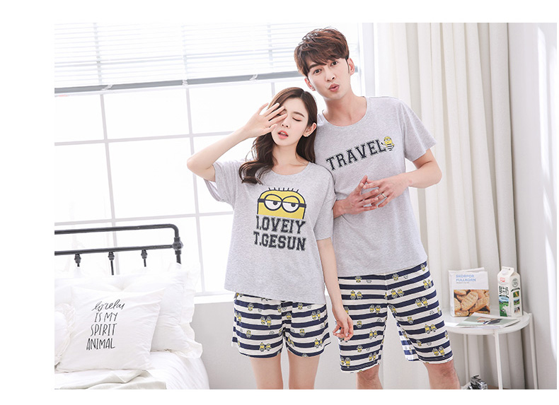 Ý Dalai mùa hè vài đồ ngủ ngắn tay quần short hai mảnh mùa hè dễ thương phim hoạt hình nam giới và phụ nữ dịch vụ nhà phù hợp với bộ đồ khủng long