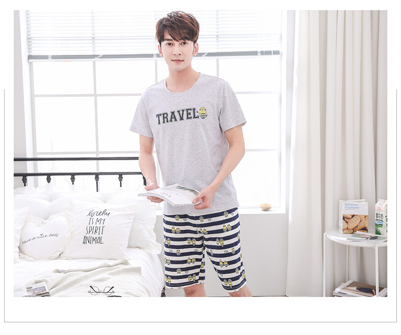 Ý Dalai mùa hè vài đồ ngủ ngắn tay quần short hai mảnh mùa hè dễ thương phim hoạt hình nam giới và phụ nữ dịch vụ nhà phù hợp với bộ đồ khủng long