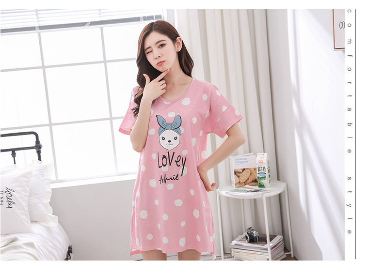 Ý lớn mới đồ ngủ nữ mùa hè nightdress ngắn tay cotton váy dịch vụ nhà mùa hè dễ thương cartoon home dress