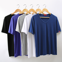Mens sleepwear blouse summer short sleeves T-shirt thin ice silk cotton silk T-shirt big code artificial cotton home in single piece