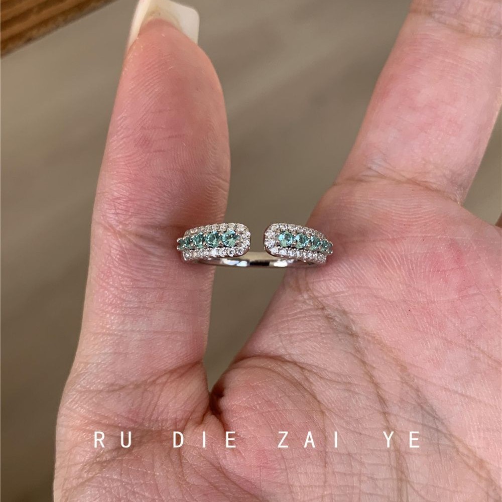 Sea Salt Blue Wave ~ Parai diamond ring niche design light luxury high-end open ring