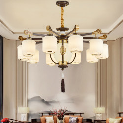 Living Room Chandelier Fan, Song-Style Dining Room, New Chinese Style 2026 Bedroom, Song-Style Aesthetics, Open Space, Simple New Ceiling Lamp
