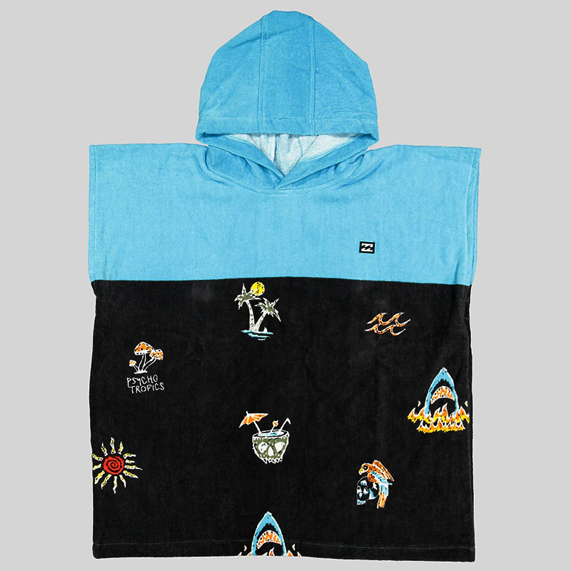 Billabong Original Genuine Pure Cotton Children's Bathrobe, Soft, Absorbent, Warm, Windproof, Hooded Poncho Towel