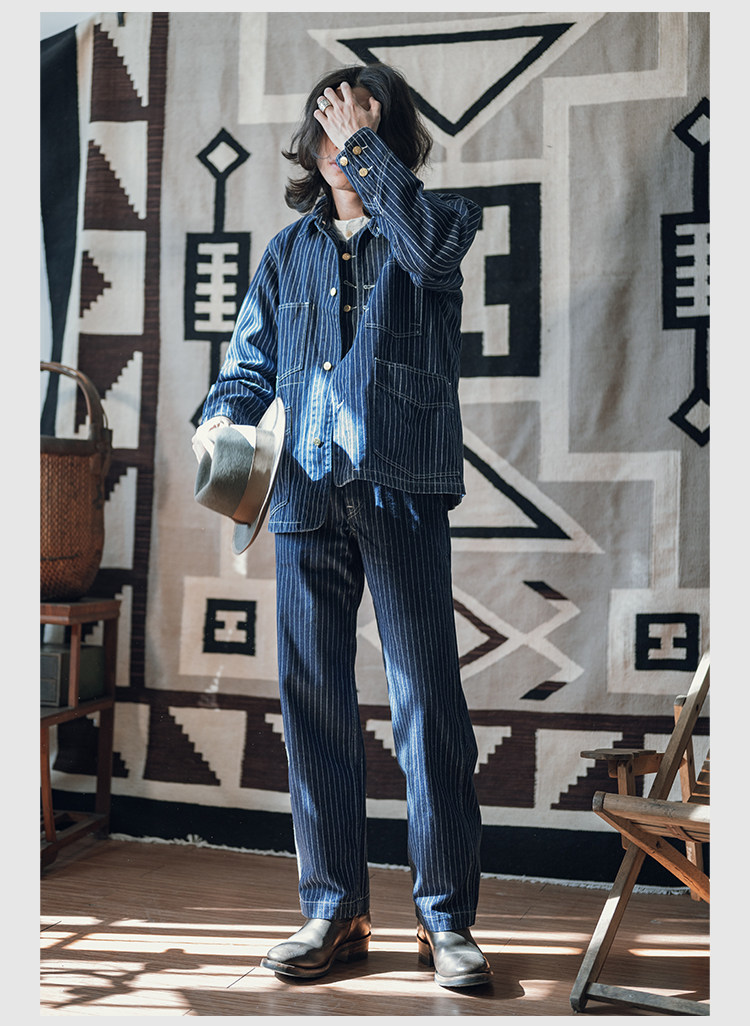 Non Stock 12oz Wabash Chore Jacket Vintage Mens Railroad Stripe