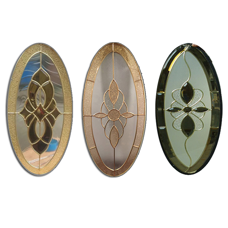 Solid wood aluminum alloy doors and windows light-tight oval copper strips inlaid glass door art glass door core partition set to do
