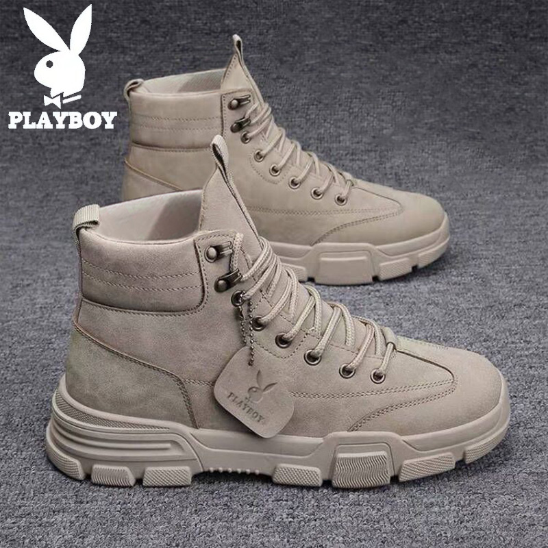 Flower Playboy Martin boot male winter gush warm high cylinder Inlenty wind men retro medium cylinder frock snow boots
