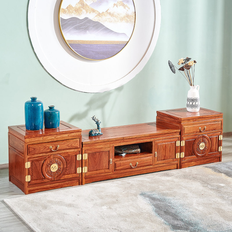 Hedgehog Purple Sandalwood Red Wood Living Room Combo TV Enclosure TV Cabinet New Chinese Solid Wood Multifunctional Containing Cabinet Ground Cabinet