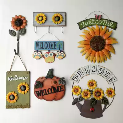 Wall decorations WELCOME sunflower wall decoration Wrought iron sunflower creative home wall entrance door pendant