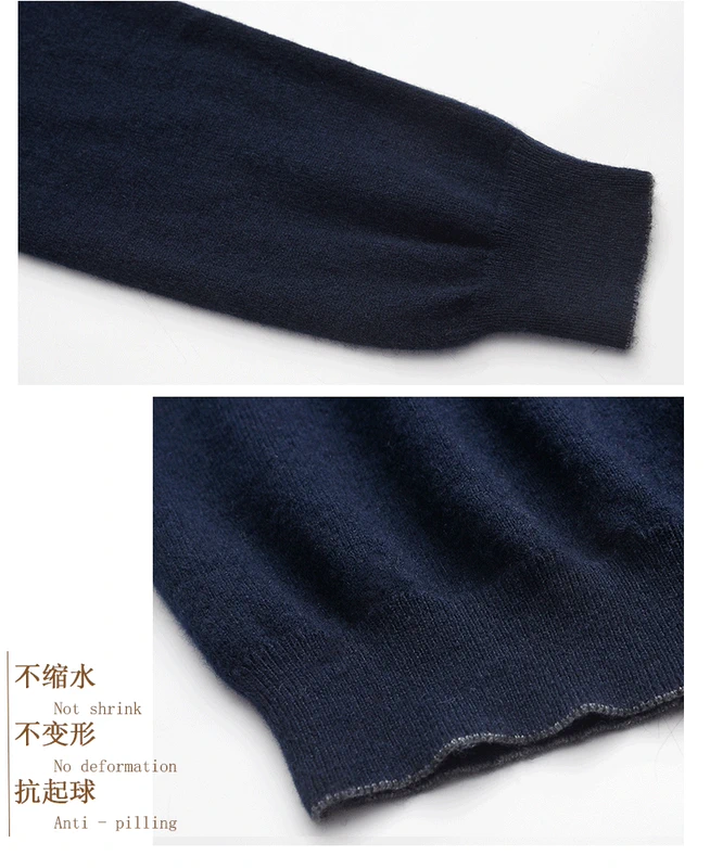 Mùa thu và mùa đông mới Áo len cashmere cổ chữ V trung niên nam áo len màu rắn cha mặc áo len rộng kích thước lớn - Áo len Cashmere