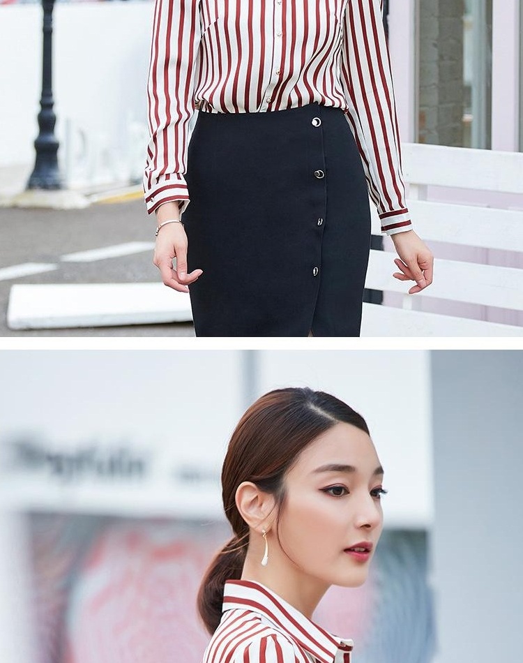 Áo sơ mi nữ dáng dài Dew 2018 mới mùa xuân và mùa thu tay dài dải áo sơ mi kiểu OL sơ mi trắng nữ