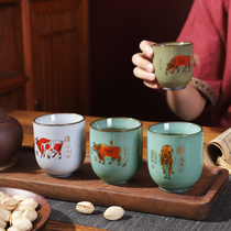 Ceramic Kung Fu tea cup set Wufu beef tea bowl personal household small tea cup Master Cup single cup tea set supplies