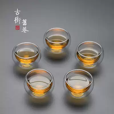 Double glass teacup small cup single small cup set kung fu master cup tea set kung fu master cup tea set high-grade tea table