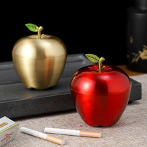 Apple ashtray home living room anti-fly ash high-end copper ashtray car office creative ashtray with lid