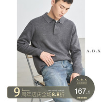 Spring and autumn New lapel long sleeve polo shirt mens trend casual mens Tide brand loose T-shirt bottomed sweater