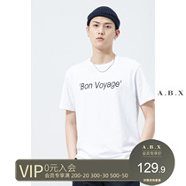 abx2020 Bon Voyage theme flocking printed short-sleeved T-shirt mens fashion brand mens round neck TEE